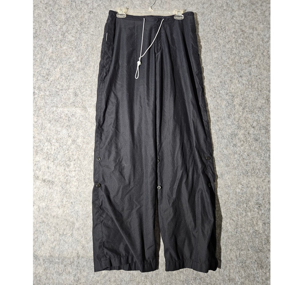 Nike Track Pants Womens Medium Black Low Button Mesh Lined Drawstring